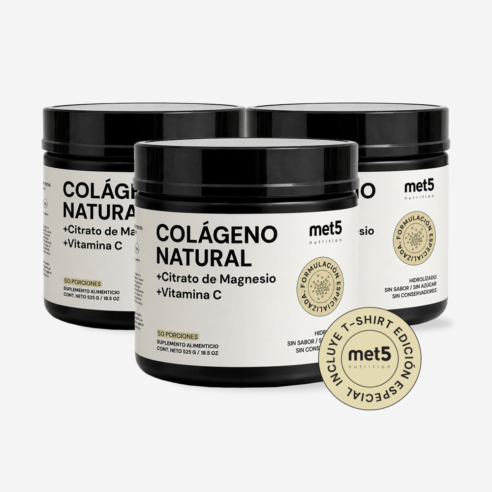 Colágeno Natural | Pack de 3 | 525 gr c/u (1,575 gr total) | + Citrato de Magnesio y Vitamina C | Sin Sabor"