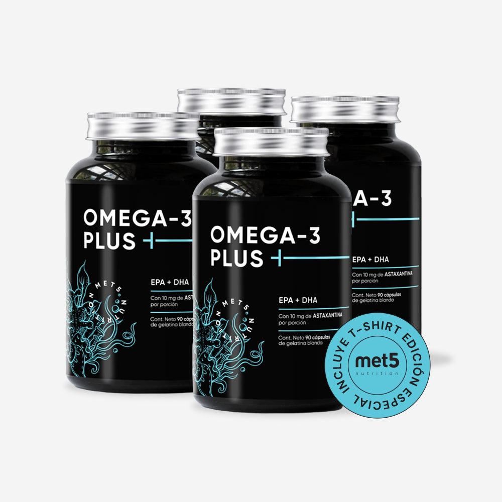 Omega 3 Plus | Pack de 4 | 90 Cápsulas c/u (360 Cápsulas Total) | EPA y DHA con Astaxantina