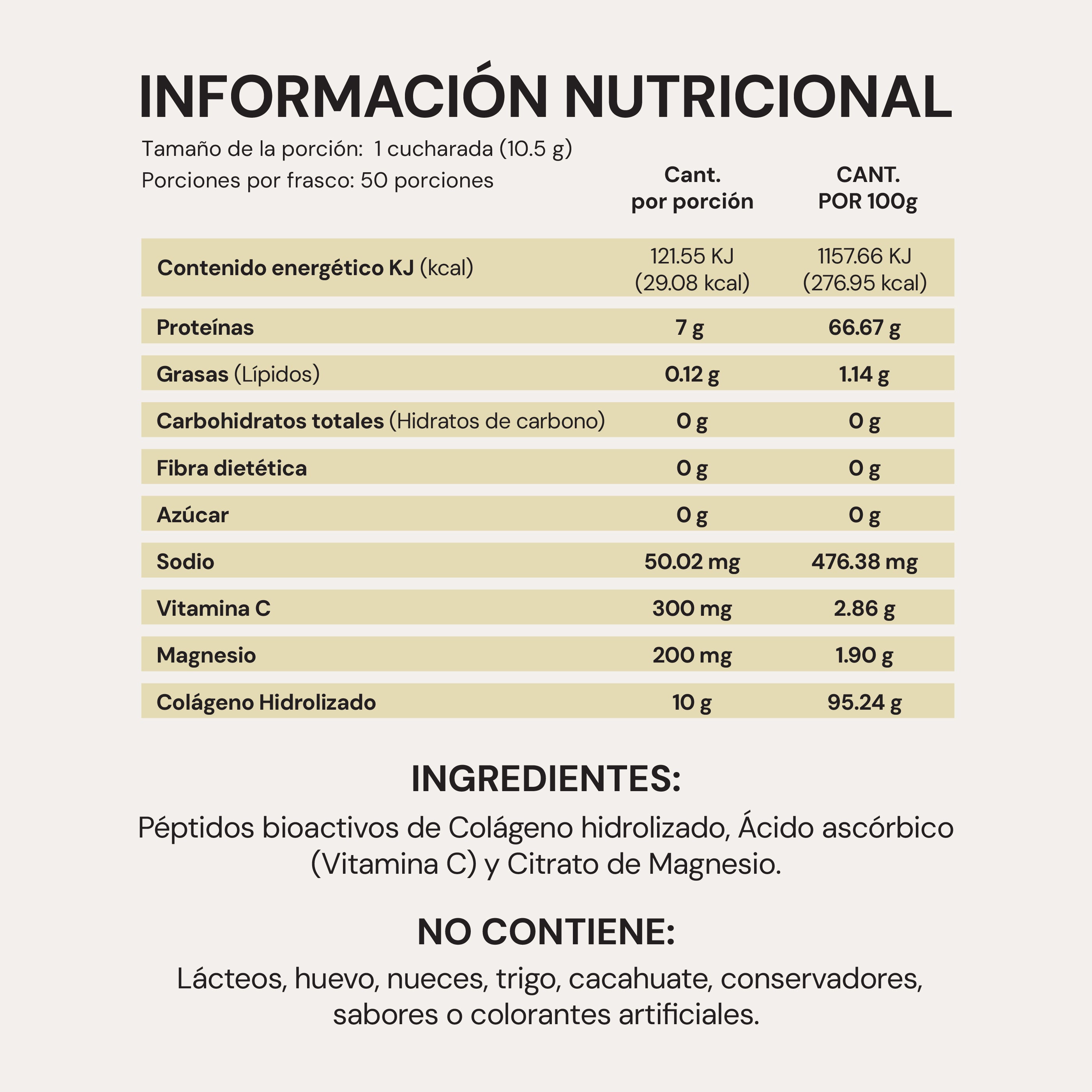 Colágeno Natural | 525 gr | + Citrato de Magnesio y Vitamina C | Sin sabor