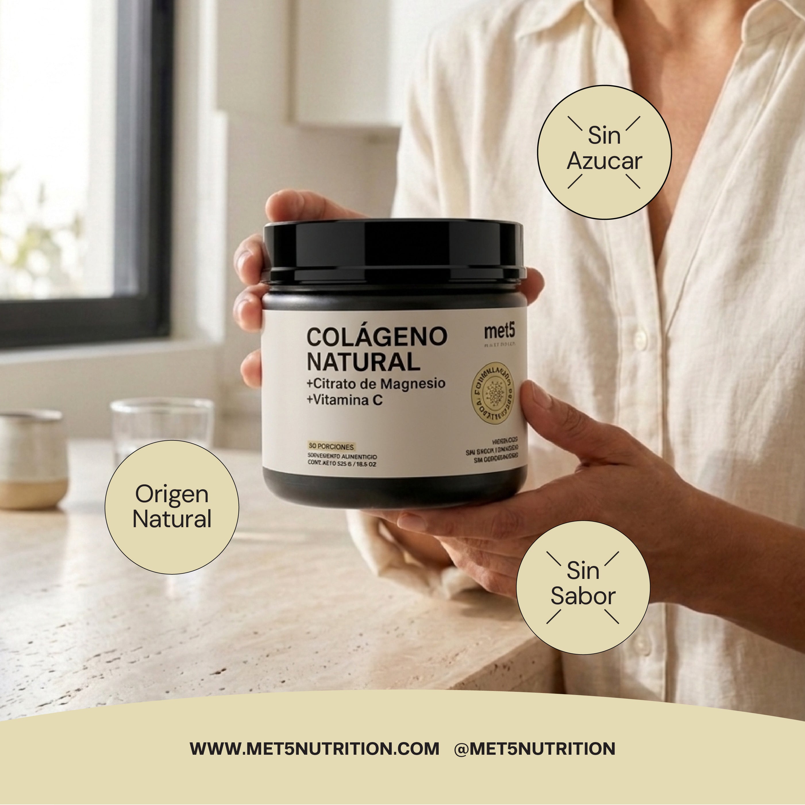 Colágeno Natural | 525 gr | + Citrato de Magnesio y Vitamina C | Sin sabor