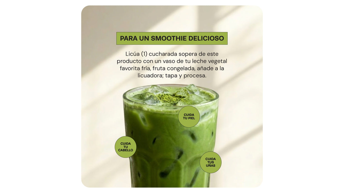 Colágeno Matcha | 450 gr | Colágeno Hidrolizado Puro con Matcha, Vitaminas C, D, E, Magnesio y Omega-3