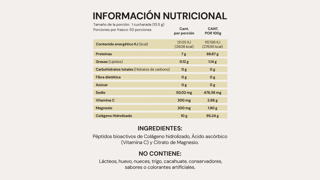 Colágeno Natural | 525 gr | + Citrato de Magnesio y Vitamina C | Sin sabor