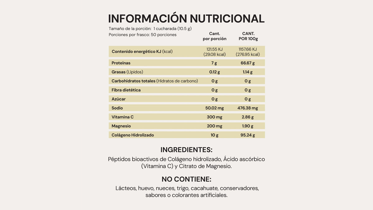 Colágeno Natural | 525 gr | + Citrato de Magnesio y Vitamina C | Sin sabor