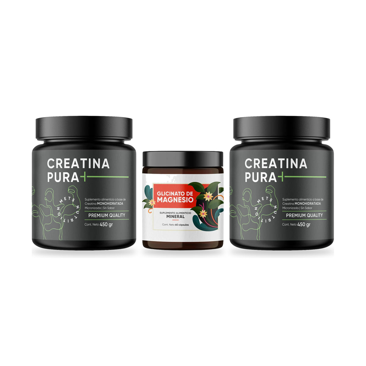 Pack Versión Fuerza | 2 Creatinas Monohidratadas + Glicinato de Magnesio | Envío gratis + Regalo sorpresa