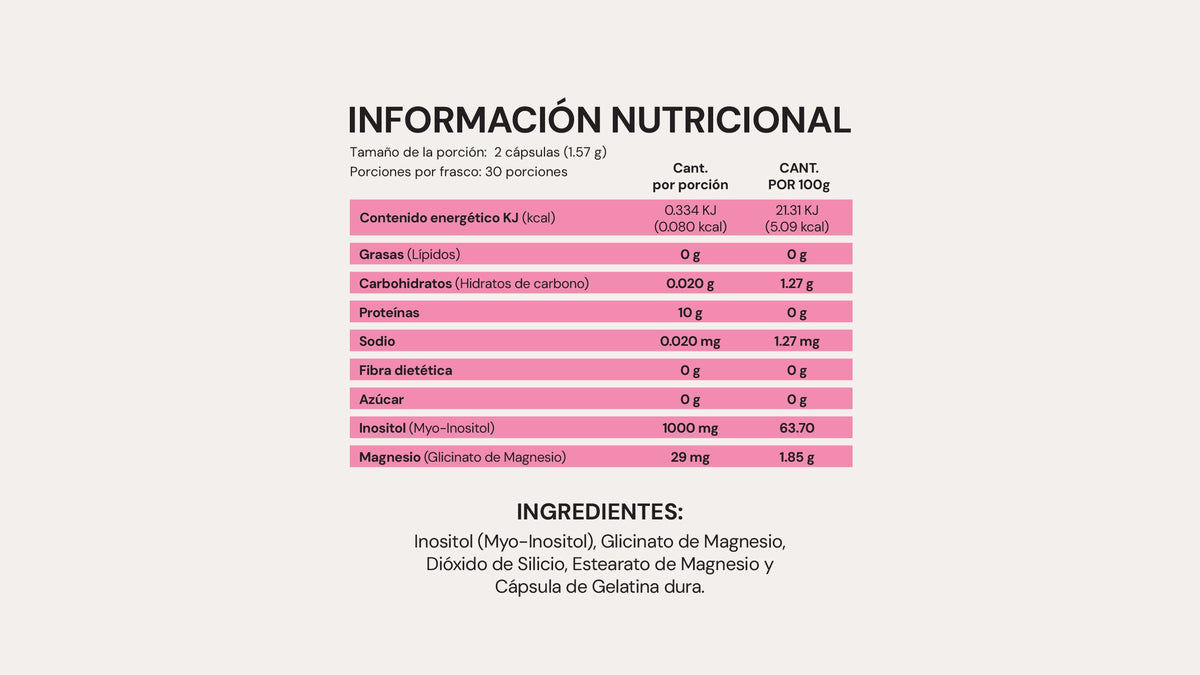 Myo-Inositol + Glicinato de Magnesio | 60 cápsulas