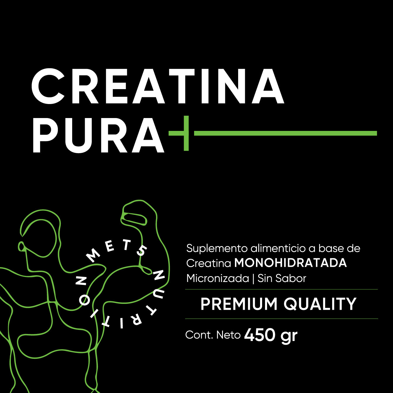 Creatina Monohidratada Micronizada | 450 gr | Sin Sabor | Sin Olor