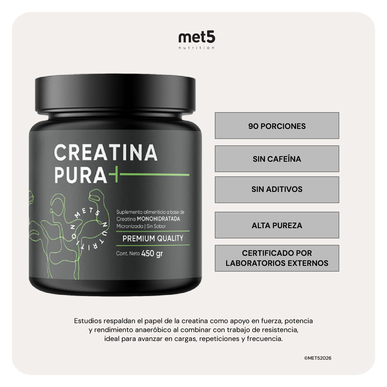 Creatina Monohidratada Micronizada | 450 gr | Sin Sabor | Sin Olor