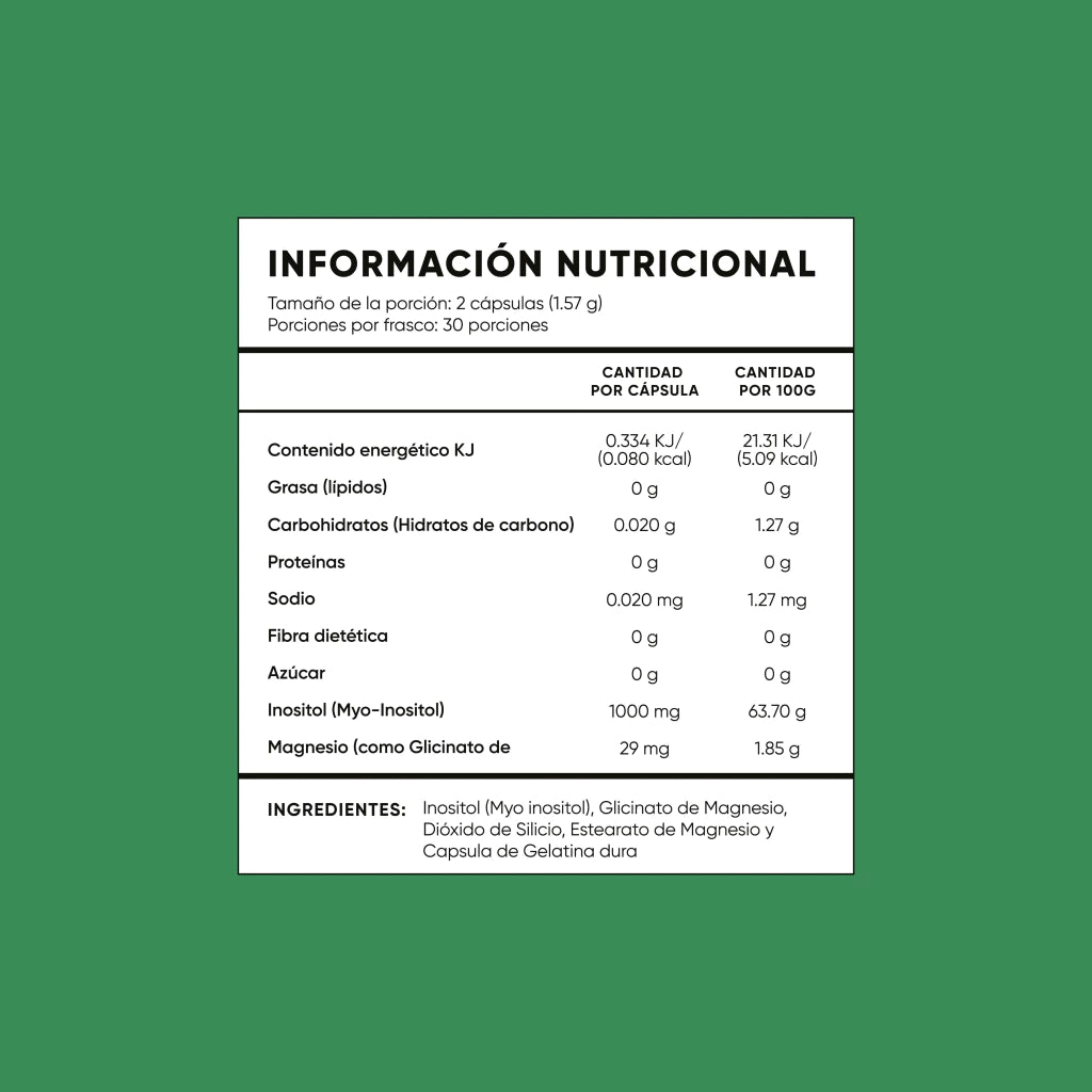 Myo-Inositol + Glicinato de Magnesio | 60 cápsulas