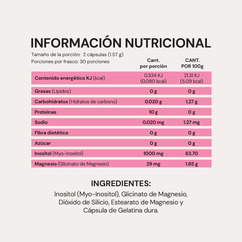Myo-Inositol + Glicinato de Magnesio | 60 cápsulas