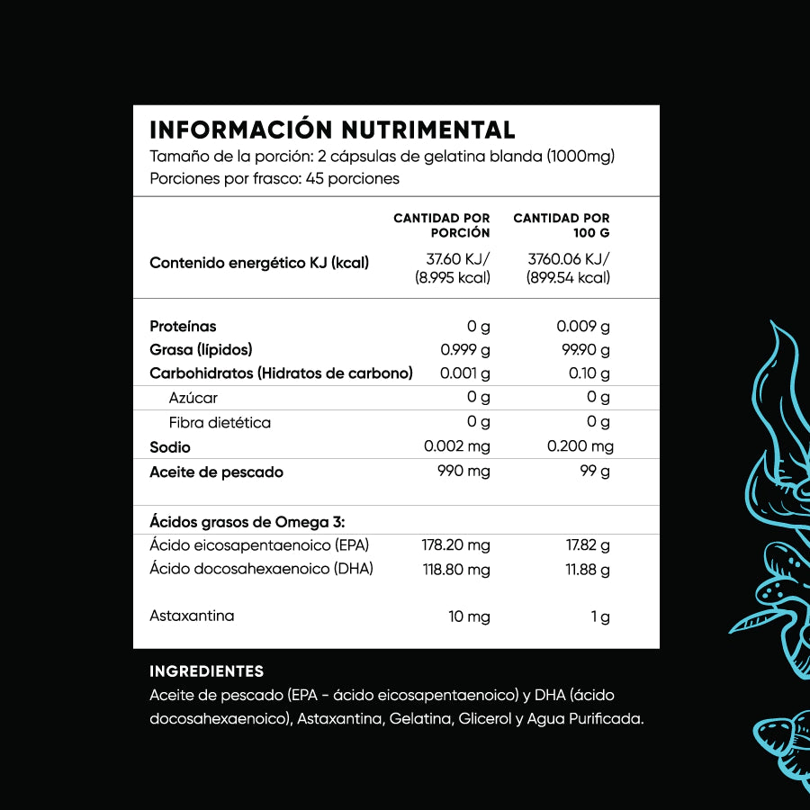 Omega 3 Plus | 90 cápsulas | EPA y DHA con Astaxantina