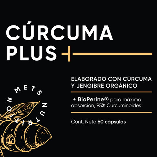 Cúrcuma Plus | 60 cápsulas | Cúrcuma con Pimienta Negra y Jengibre